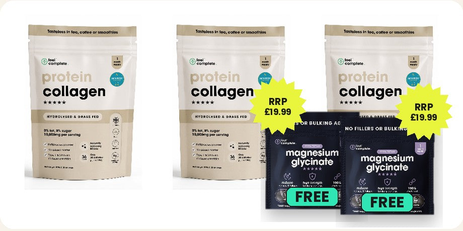 Three Protein Collagen pouches and two free Magnesium Glycinate packs